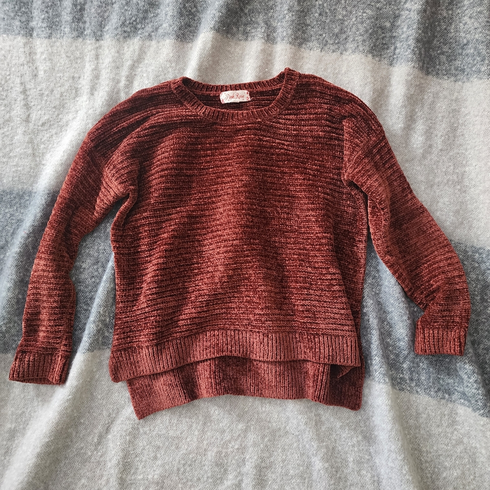 Pink Rose Maroon Crew Neck Sweater